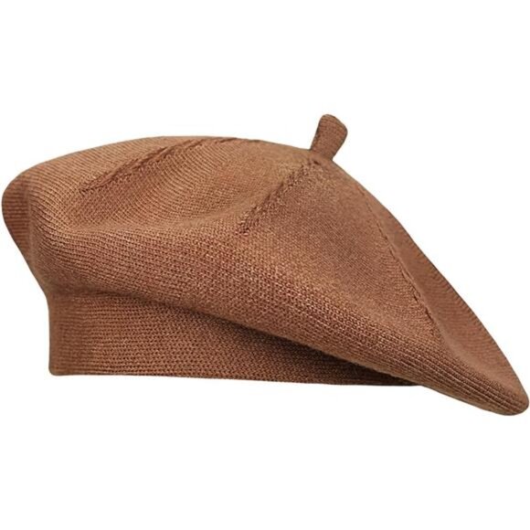 Gllutt Cashmere Beret Hat French Style Stretchy Knitting Solid Color Both Side‎ - Picture 1 of 8